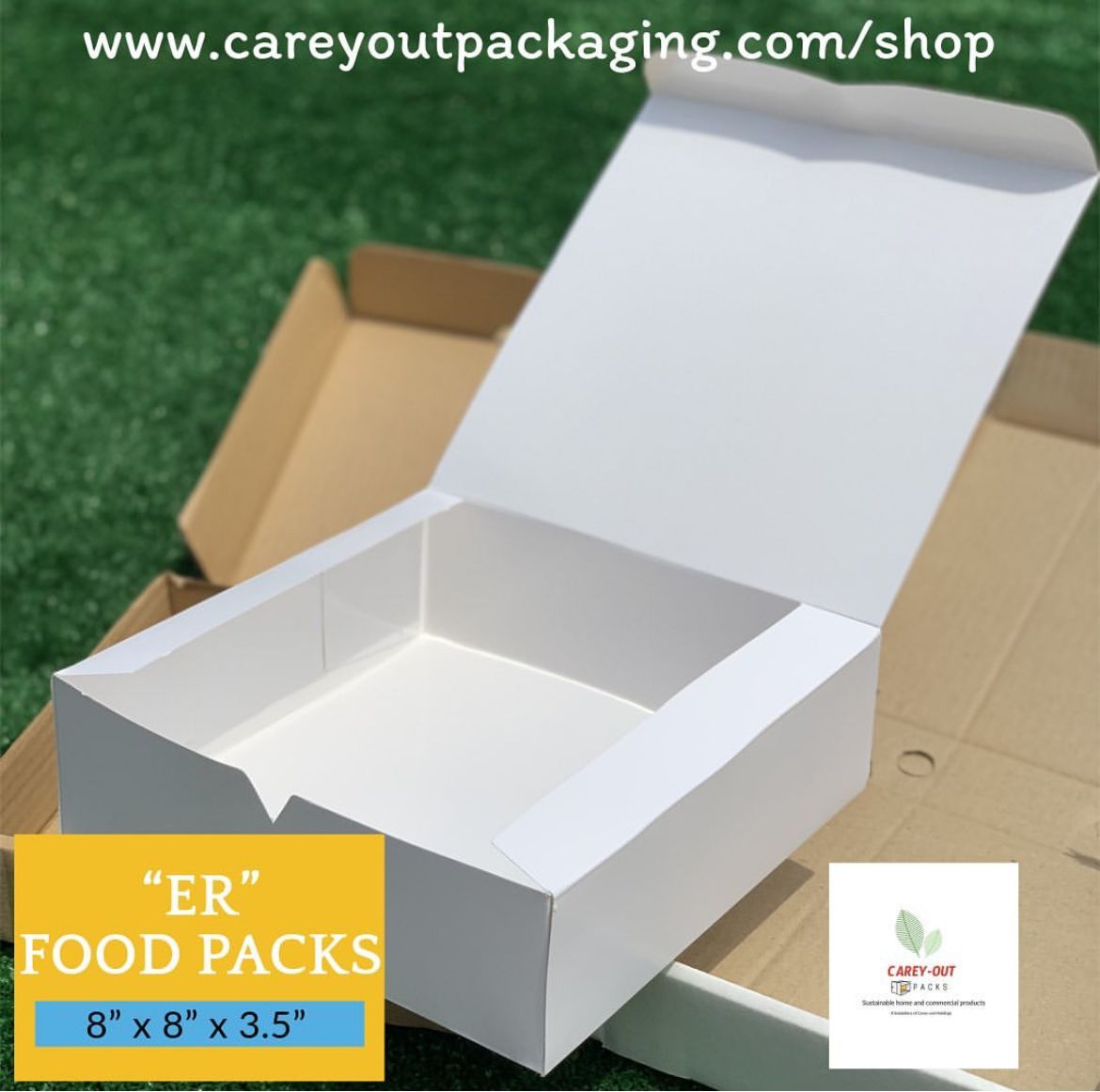 PLAIN  WHITE “ER” TAKEOUT BOXES - 8” x 8” x 3.5”  / WINDOWED & NON WINDOWED_2