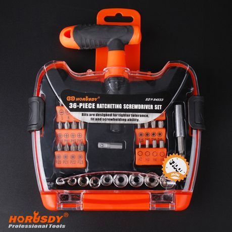 36Pc Ratcheting Screwdriver Set with Bit Variety_1