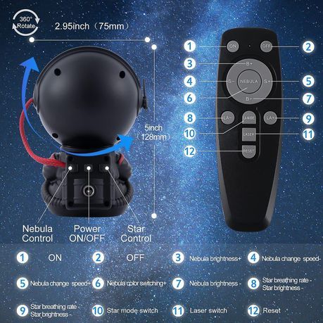 Astronaut-Themed Kids' Projector with Remote Control_2