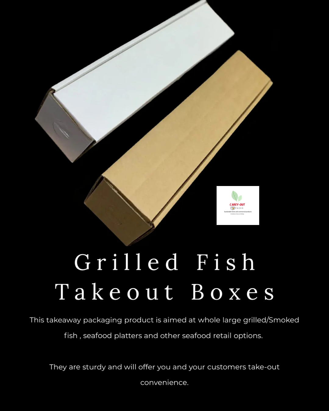 GRILLED FISH TAKOUT BOXES - 20” x 4.5” x 4”  BROWN - PACK OF 50 PIECES _5