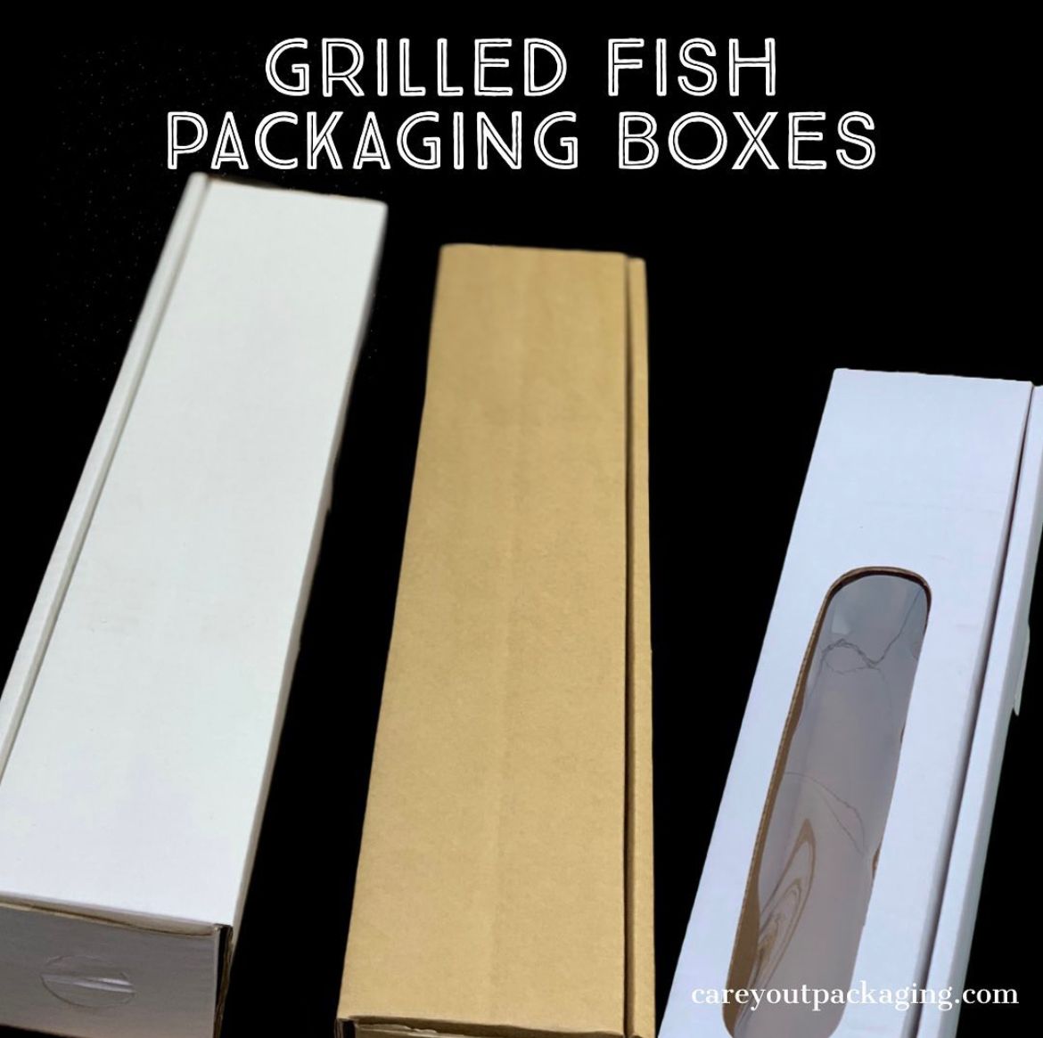 GRILLED FISH WINDOWED TAKOUT BOXES - 20” x 4.5” x 4”  WHITE - PACK OF 500 PIECES _1