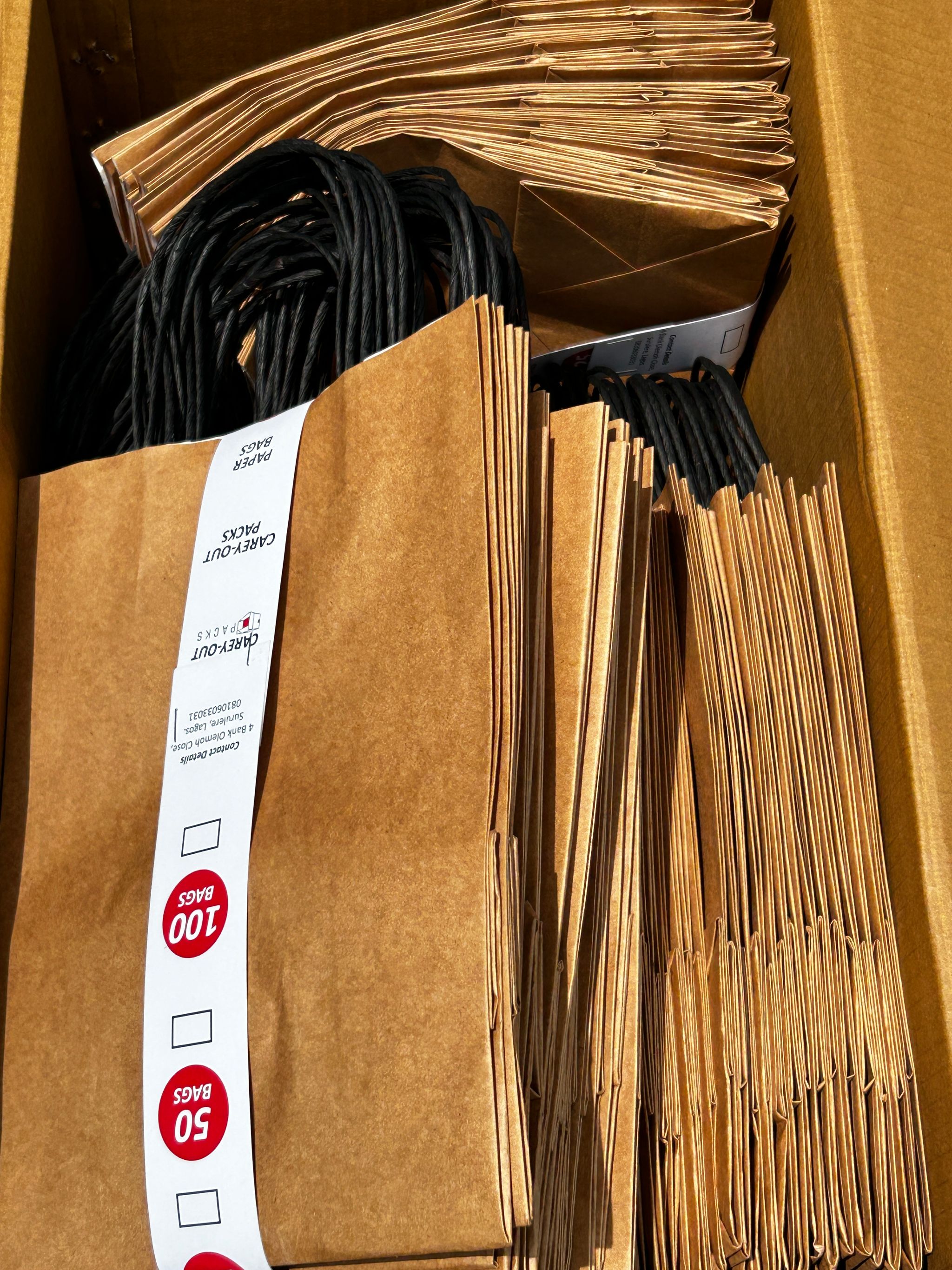 BROWN DELIVERY CARRIER BAGS - 12” x 10” x 5” - CARTON OF 100 BAGS  ( WITH TWIST HANDLES)_10