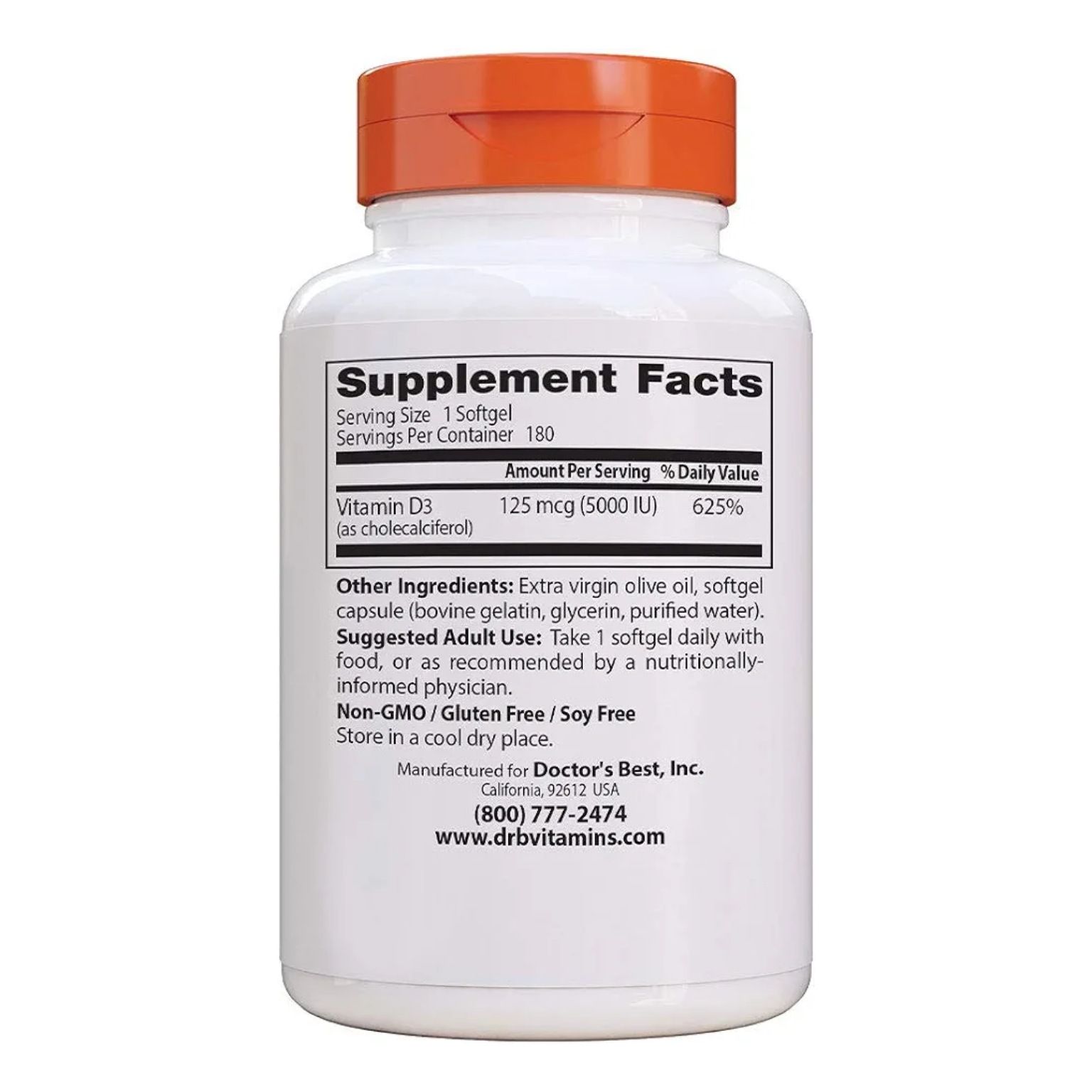 Doctor's Best Vitamin D3 5000iu 180 Softgels _1