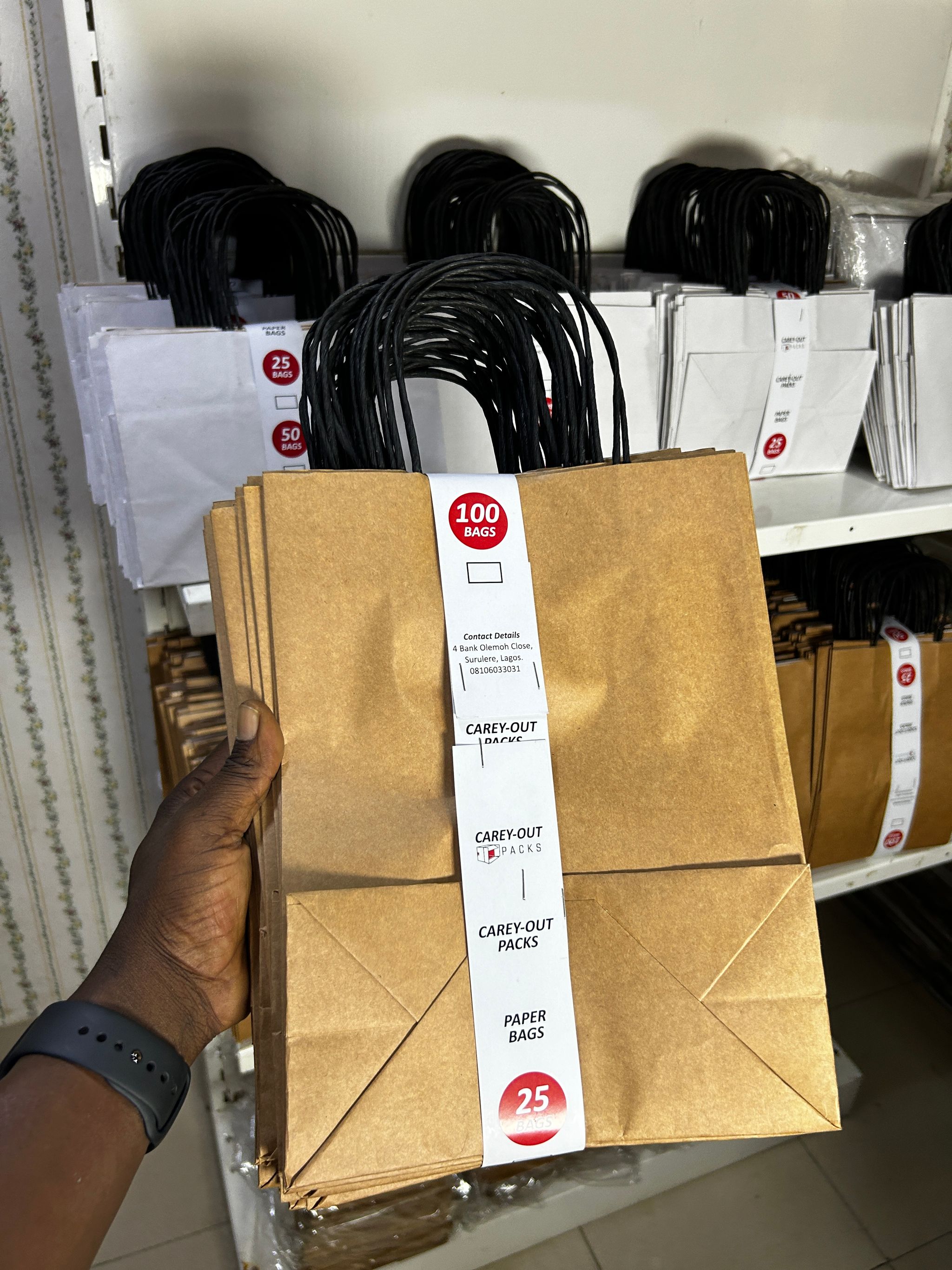 BROWN DELIVERY CARRIER BAGS - 12” x 10” x 5” - CARTON OF 100 BAGS  ( WITH TWIST HANDLES)_2