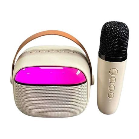 Portable Audio Wireless Bluetooth Karaoke Speaker & Microphone Set - Beige_0