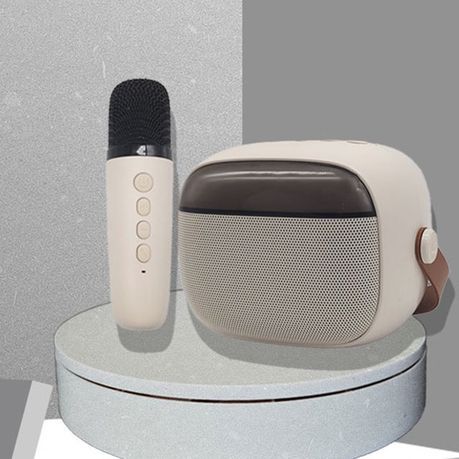 Portable Audio Wireless Bluetooth Karaoke Speaker & Microphone Set - Beige_2