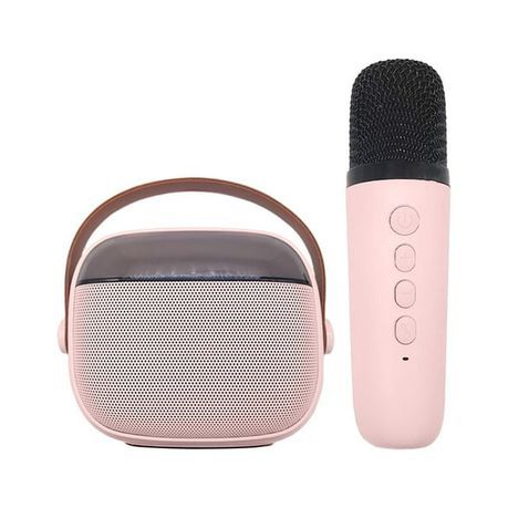 Portable Audio Wireless Bluetooth Karaoke Speaker & Microphone Set - Pink_0