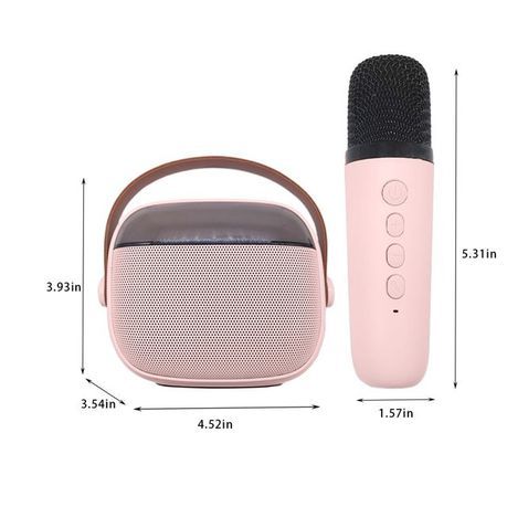 Portable Audio Wireless Bluetooth Karaoke Speaker & Microphone Set - Pink_1