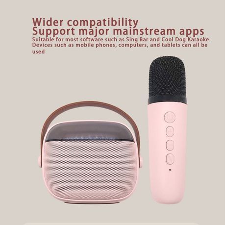 Portable Audio Wireless Bluetooth Karaoke Speaker & Microphone Set - Pink_3