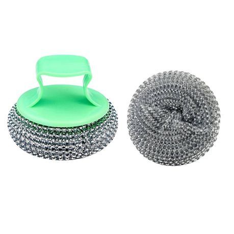 Multi-Function Kitchen Dishwashing Scrubbers With Handle - Green_0