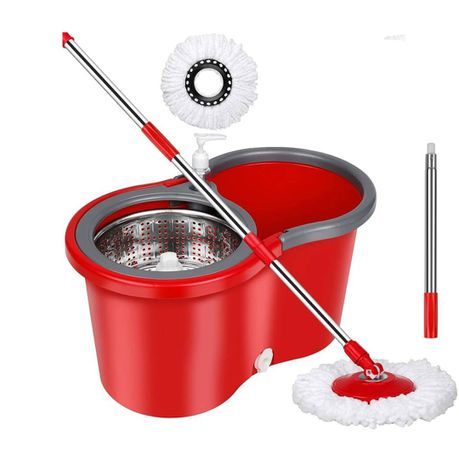 Red- Free Hand Wash 360 Rotating Mop With Bucket System_0