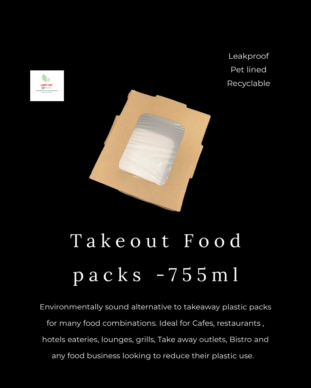 755ml TAKEOUT FOOD PACKS / PLAIN BROWN WITH WINDOWS - CARTON OF 500 PIECES_1