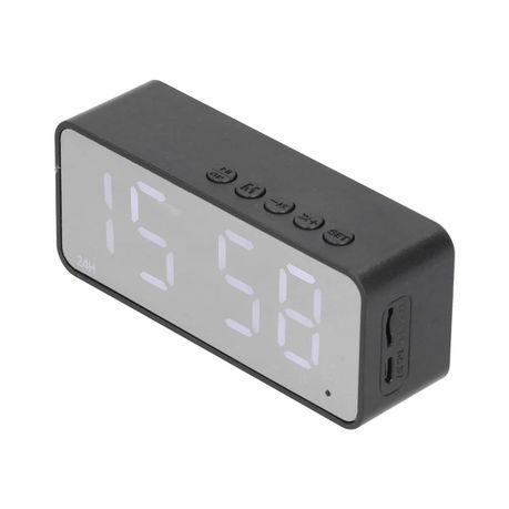 Battery Powered Digital Alarm Clock with Bluetooth with Speaker - Black_0