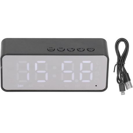 Battery Powered Digital Alarm Clock with Bluetooth with Speaker - Black_2