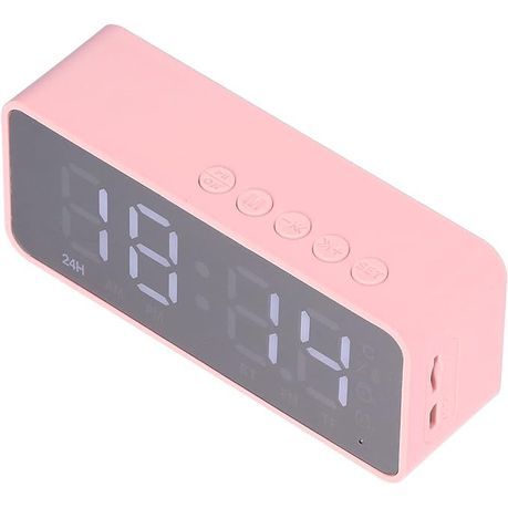 Battery Powered Digital Alarm Clock with Bluetooth with Speaker - Pink_2