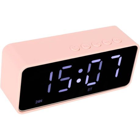 Battery Powered Digital Alarm Clock with Bluetooth with Speaker - Pink_3