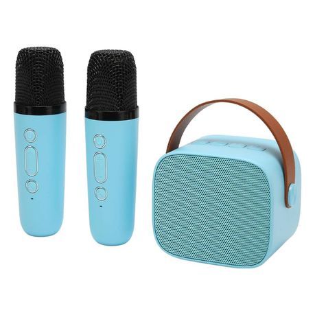 Portable Bluetooth Wireless Karaoke Speakers with 2 Microphones - Blue_0