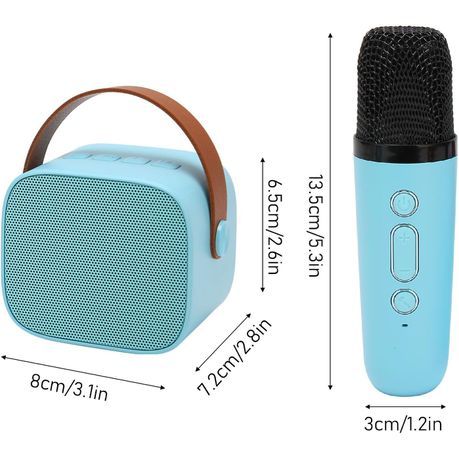 Portable Bluetooth Wireless Karaoke Speakers with 2 Microphones - Blue_1