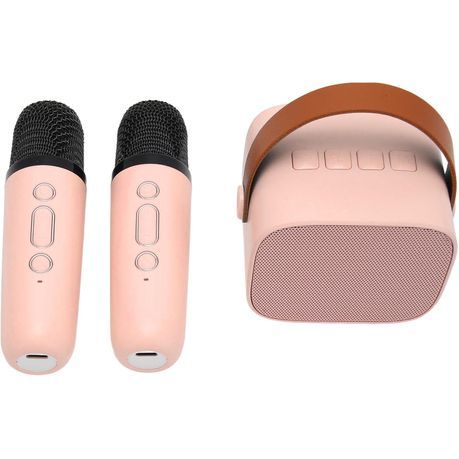 Portable Bluetooth Wireless Karaoke Speakers with 2 Microphones - Pink_1