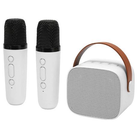 Portable Bluetooth Wireless Karaoke Speakers with 2 Microphones - White_0