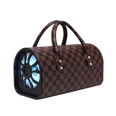 Rechargeable Handbag Wireless Bluetooth Speaker LED Karaoke Speaker - Brown_0