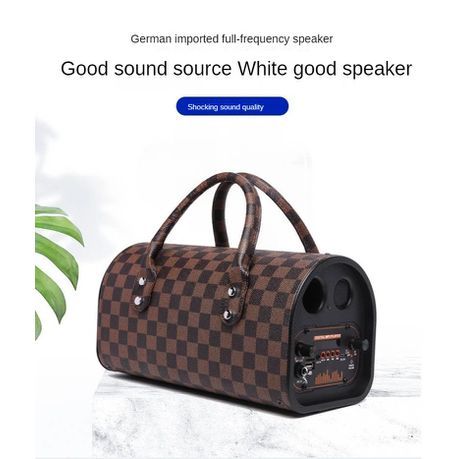 Rechargeable Handbag Wireless Bluetooth Speaker LED Karaoke Speaker - Brown_1