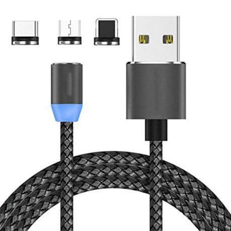 3-in-1 Magnetic USB Cable 3A FAST Charging Charger Phone Data Type-C - 2 pack_0