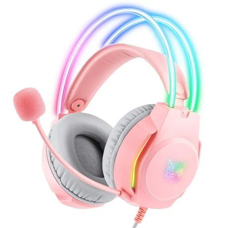 Neon Magic RGB Lighting Noise Reduction Wired Headphon Onikuma X26 3.5mm - Pink_0