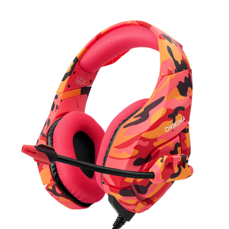 Onikuma K1B Gaming Headphones - Red Camo_0