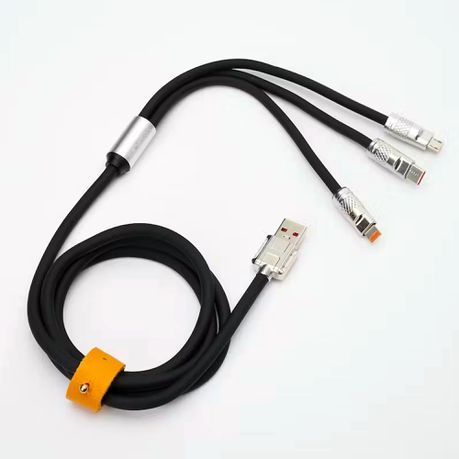 Fast Charging Cable 1.2m 100W 6A 3-in-1 Type-C + Micro USB + Lightning_1