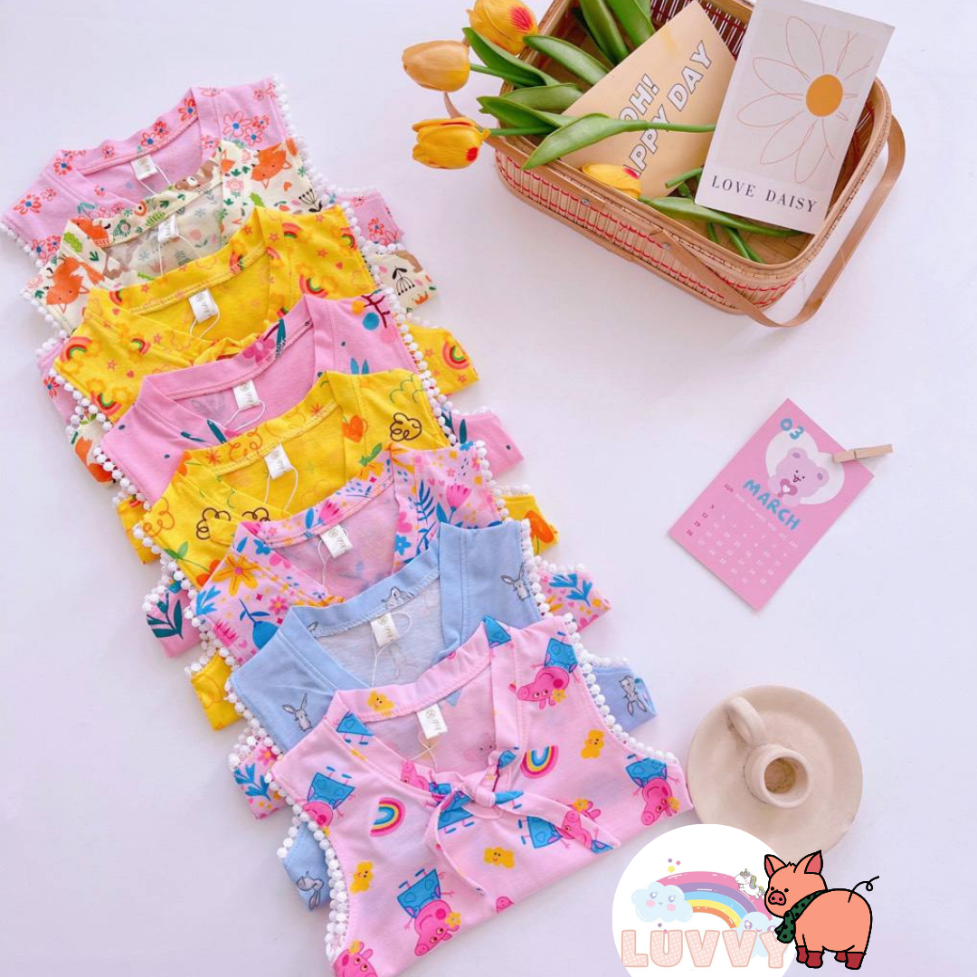 [157] Collar Rie Ribbon Printed Sleeveless Play Set (80~120)_2