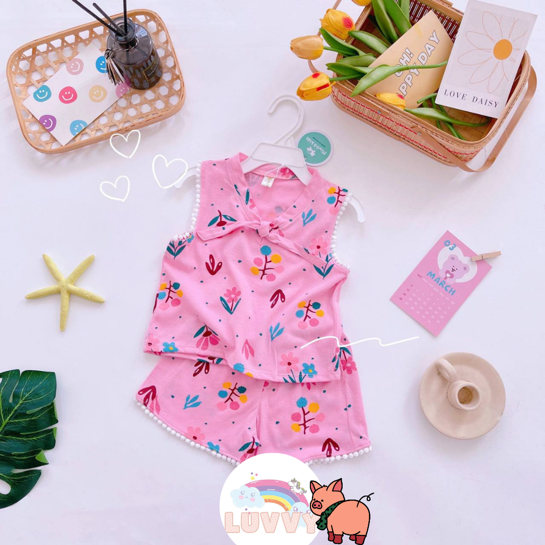 [157] Collar Rie Ribbon Printed Sleeveless Play Set (80~120)_3