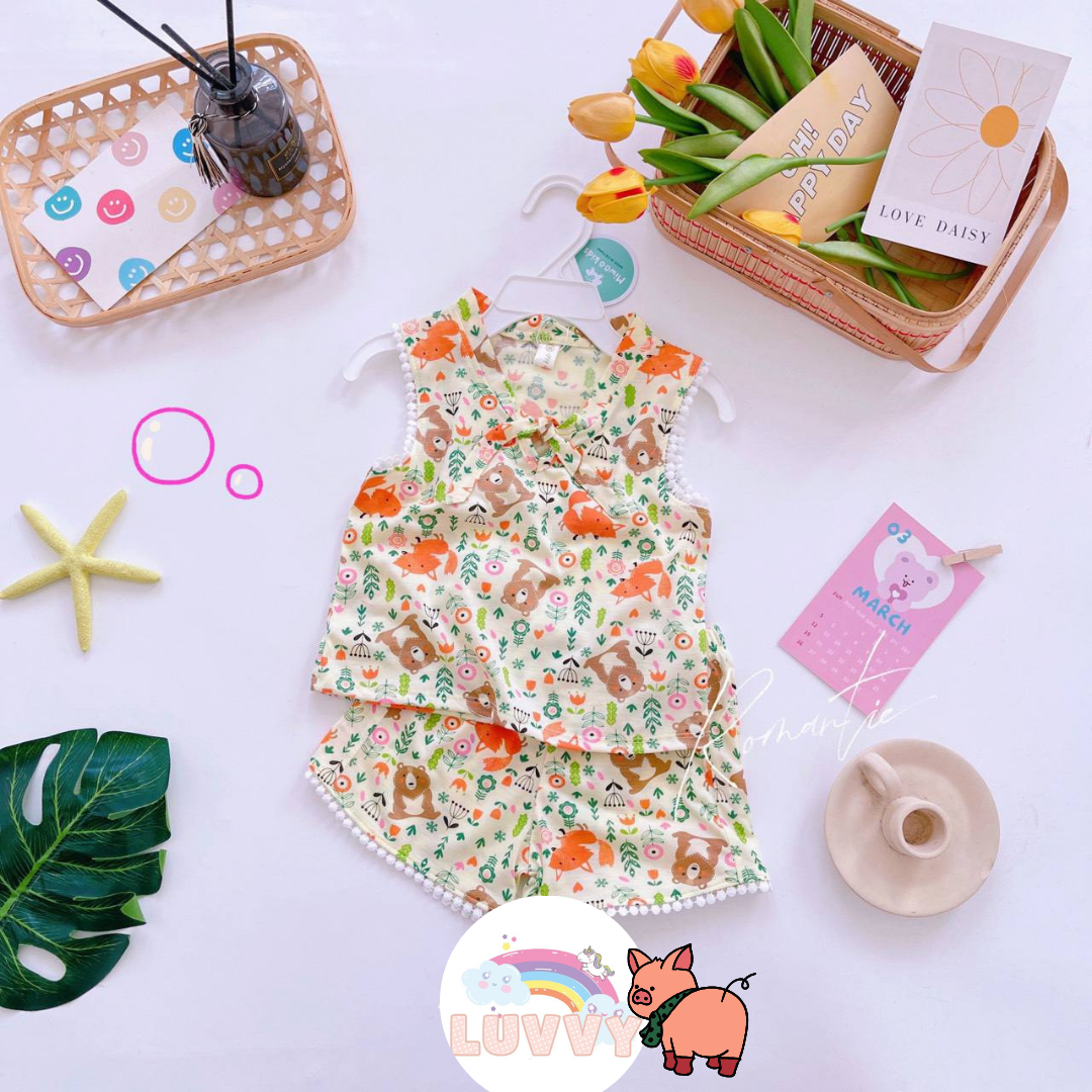 [157] Collar Rie Ribbon Printed Sleeveless Play Set (80~120)_7