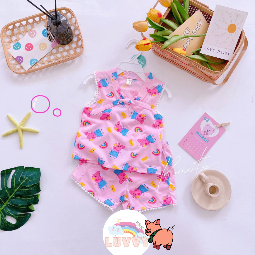 [157] Collar Rie Ribbon Printed Sleeveless Play Set (80~120)_6