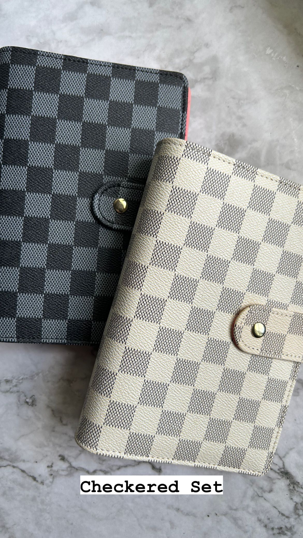 PU Leather Checkered Binder Set _0