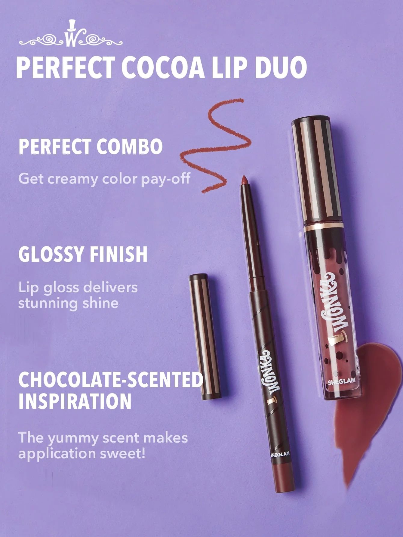 SHEGLAM Willy wonka Cocoa Kiss Lip Duo - Cookies N' Milk_5