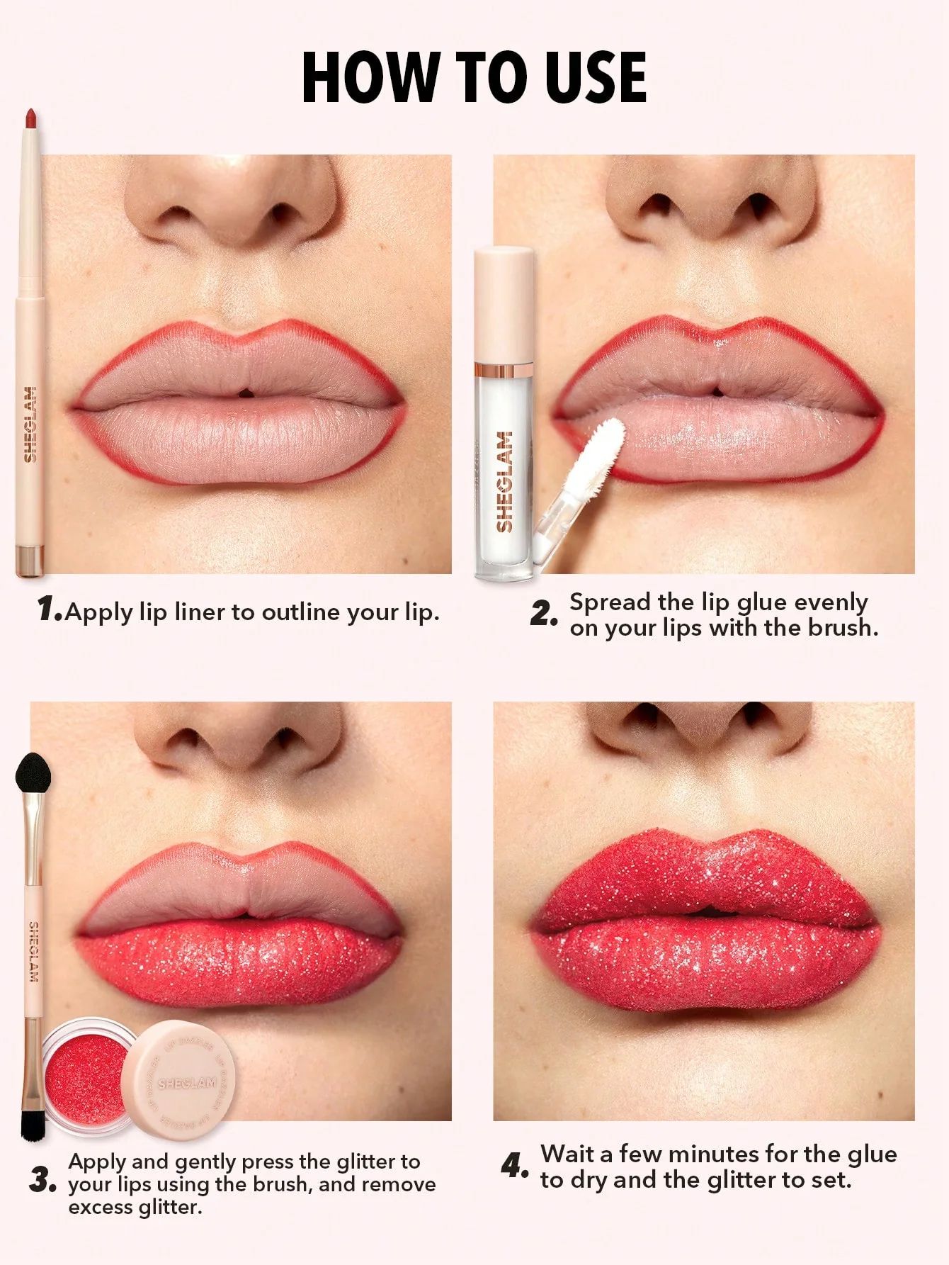 SHEGLAM Lip Dazzler Glitter Kit - Red Carpet_3