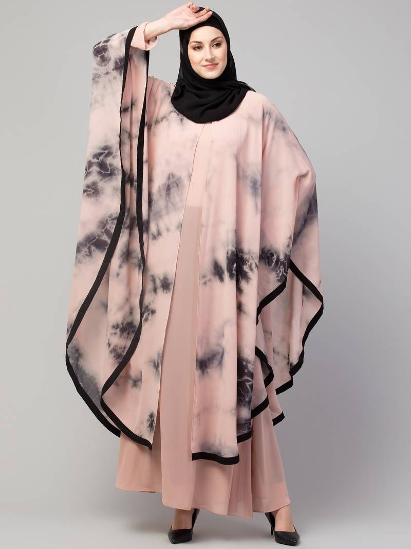 MRC STYLISH WOMEN GIRL STYLE WEAR PRINTED LAYERED ABAYA KAFTAN_1