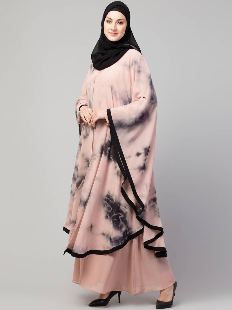 MRC STYLISH WOMEN GIRL STYLE WEAR PRINTED LAYERED ABAYA KAFTAN_2