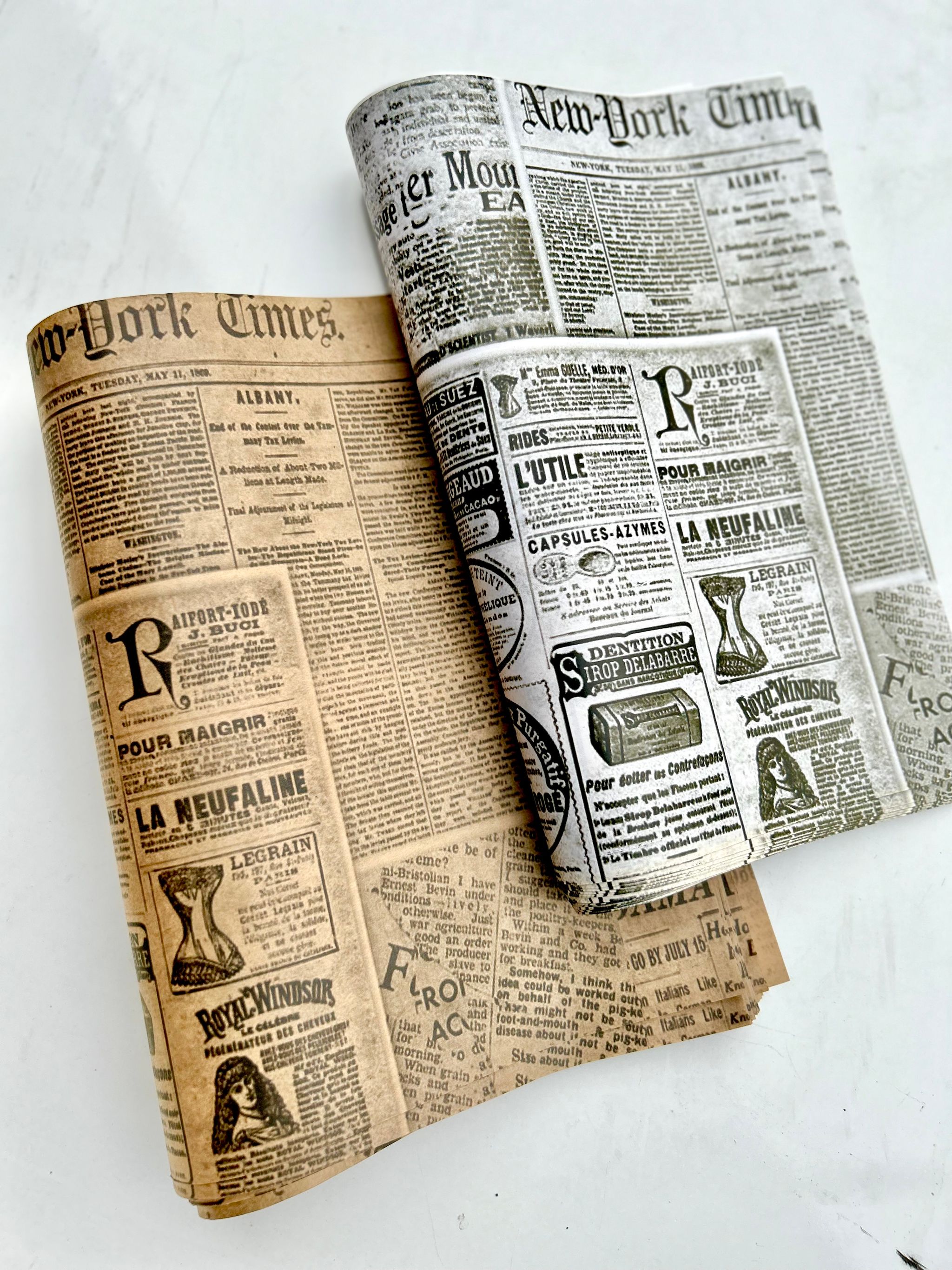 NEWSPAPER PRINTS DELI PAPERS -  / BLACK & BROWN _6