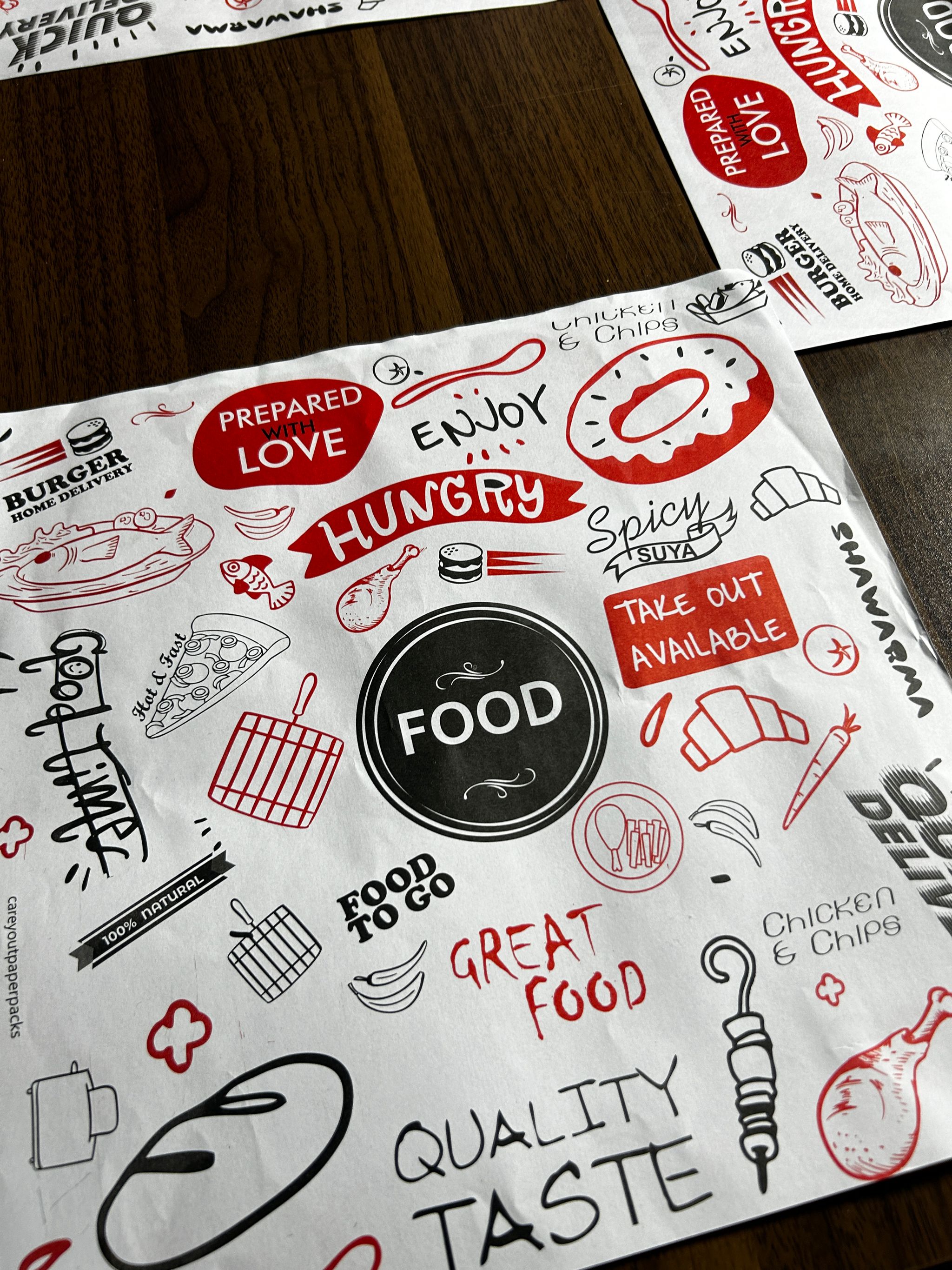 “ FOOD TO GO “ TABLE MATS - 12” x 12” - PACK OF 50 PIECES_5