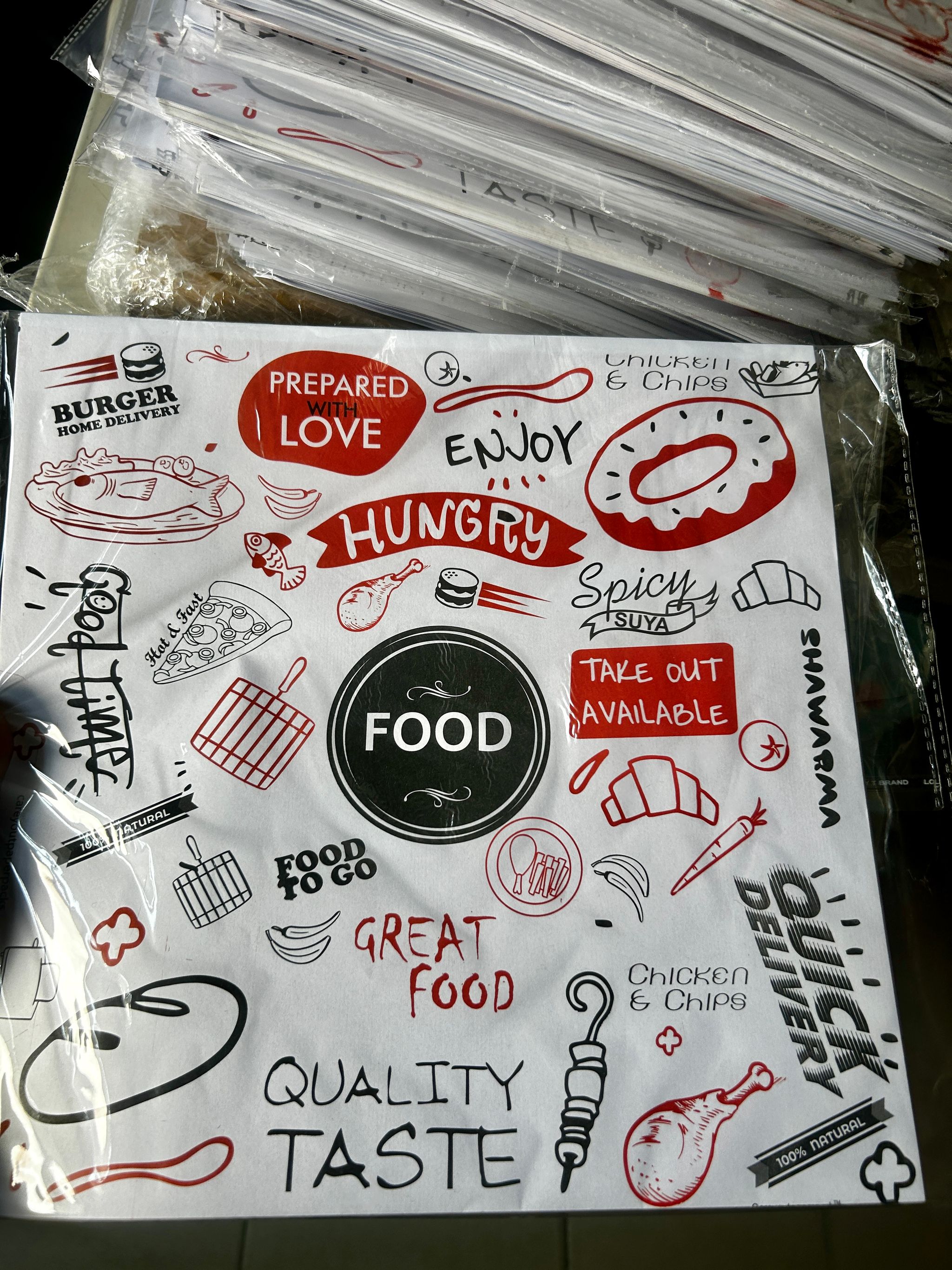 “ FOOD TO GO “ TABLE MATS - 12” x 12” - PACK OF 50 PIECES_3