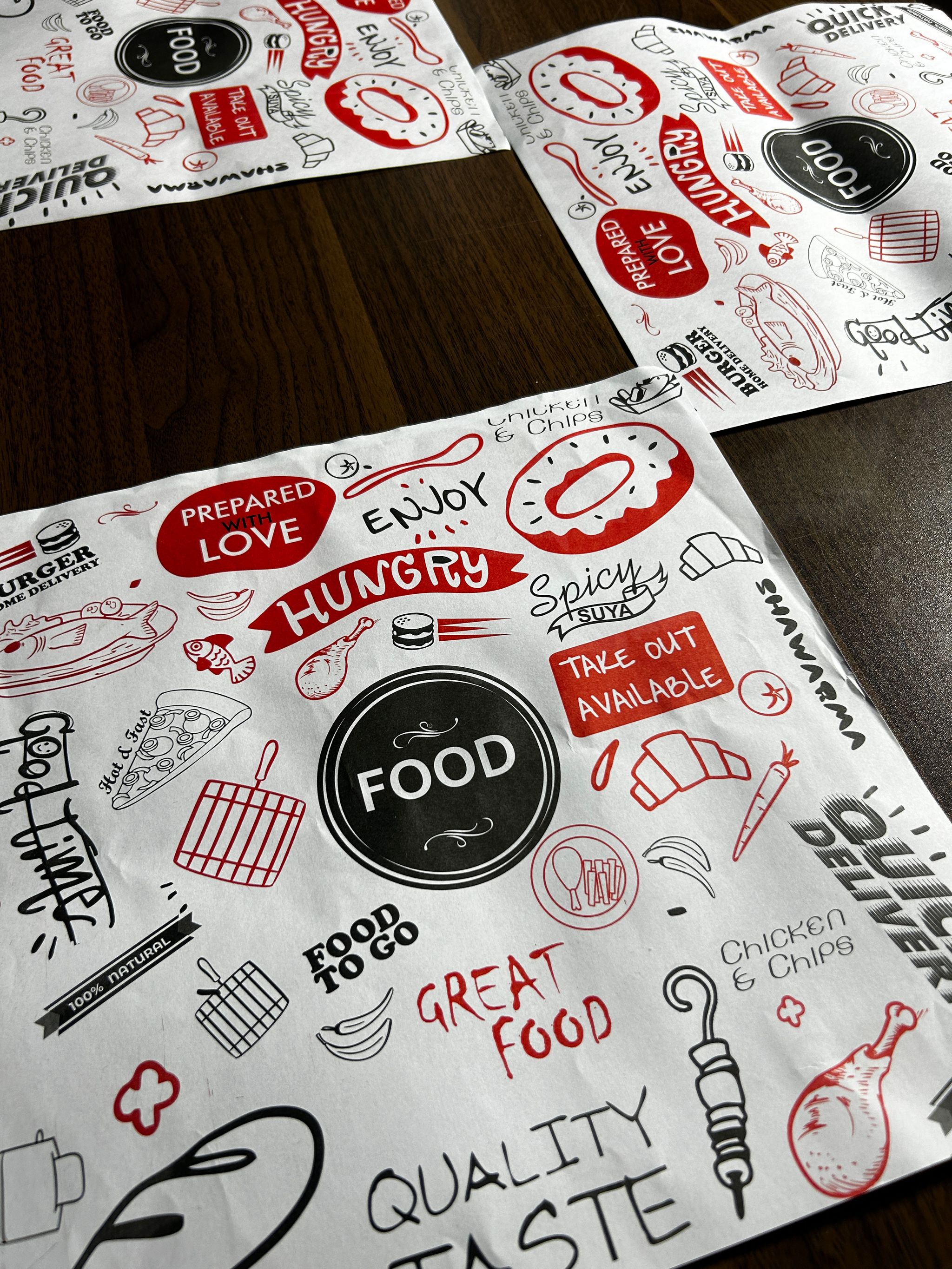 “ FOOD TO GO “ TABLE MATS - 12” x 12” - PACK OF 50 PIECES_7