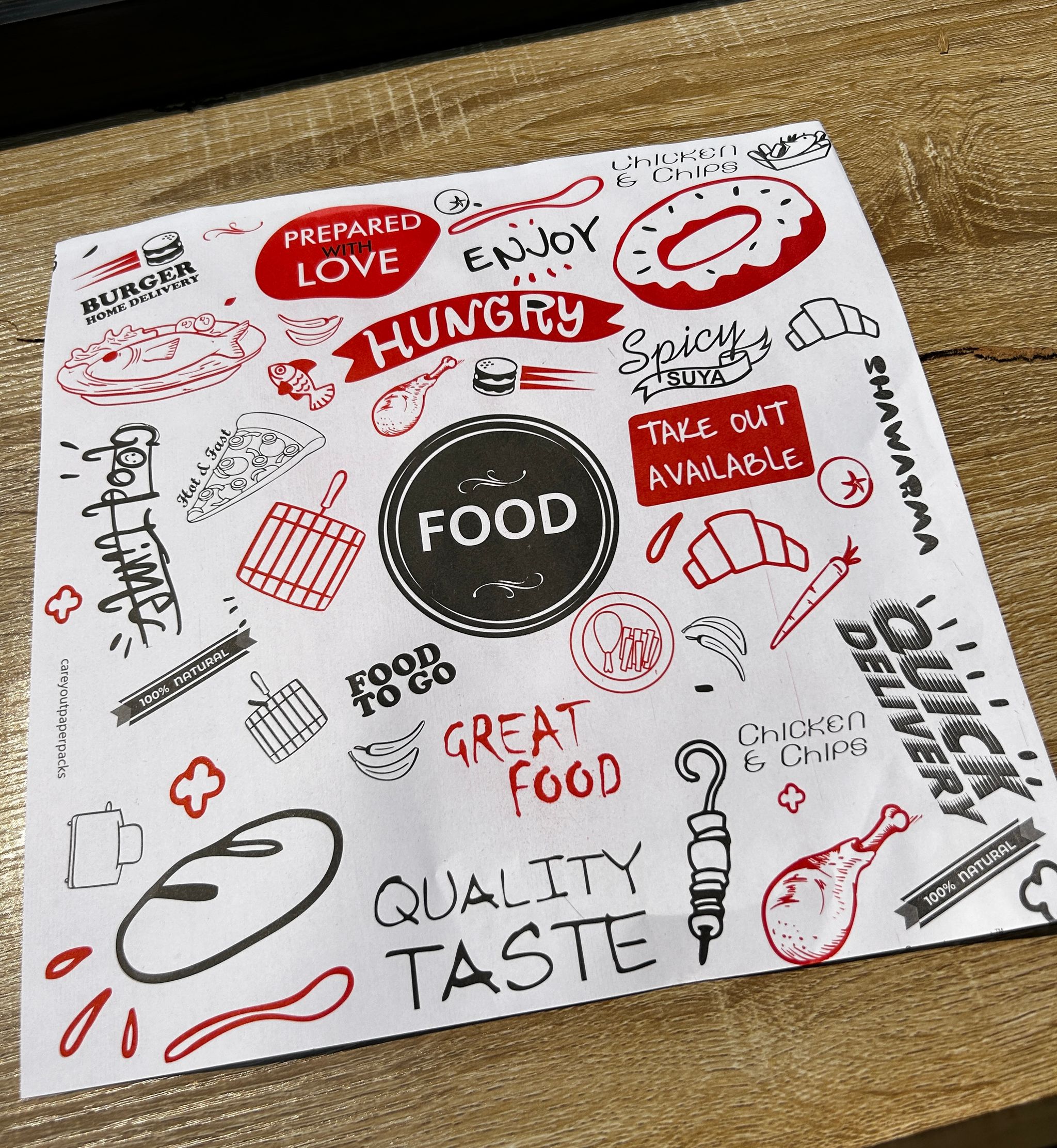 “ FOOD TO GO “ TABLE MATS - 12” x 12” - PACK OF 50 PIECES_2