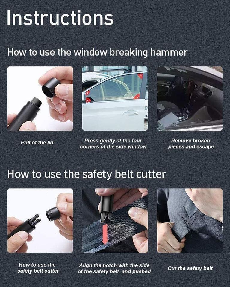 Car Safety Hammer Window Glass Breaker & Seat Belt Emergency Escape Cutter Tool_1