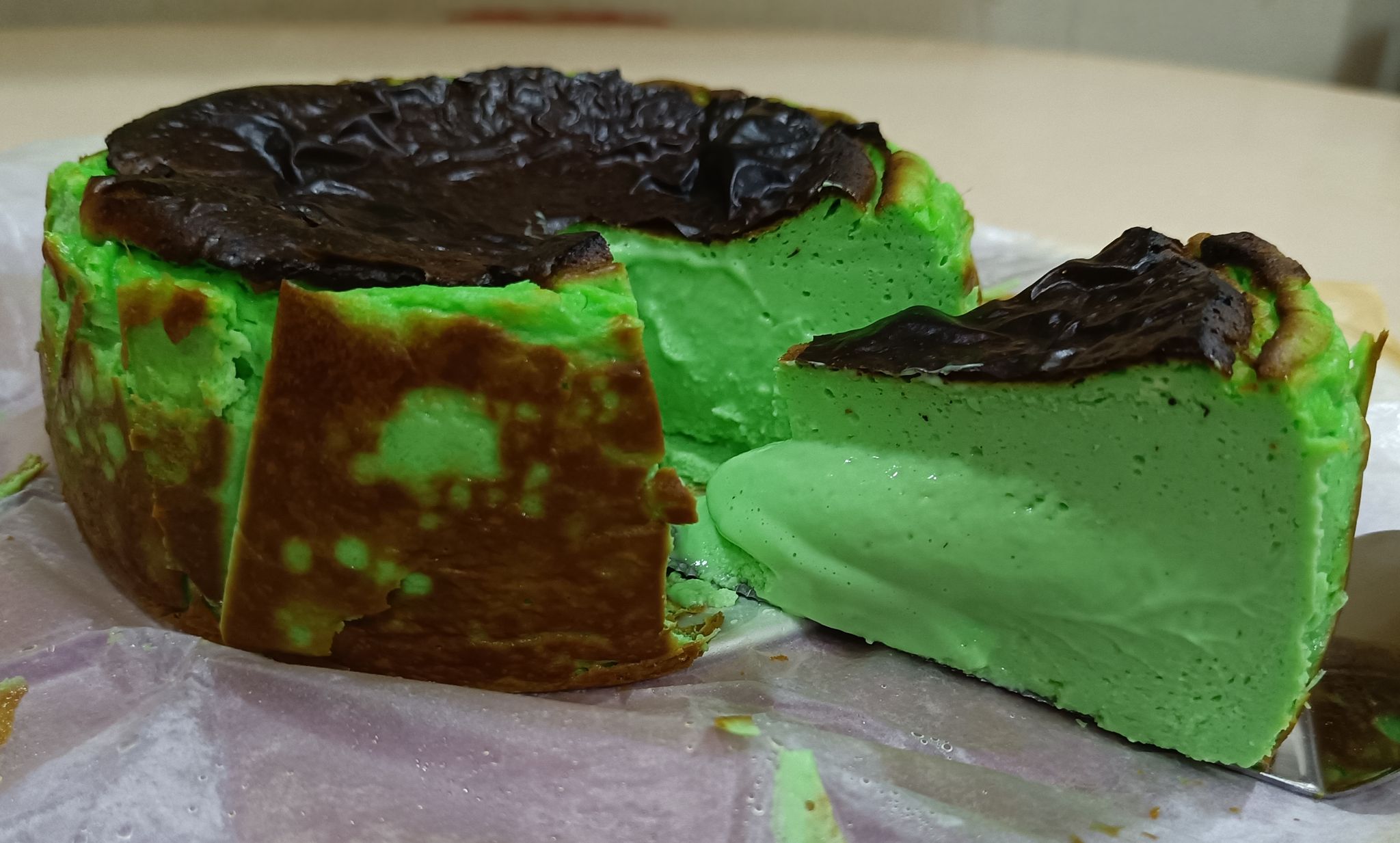 Keto Burnt Cheesecake (Pandan)_0