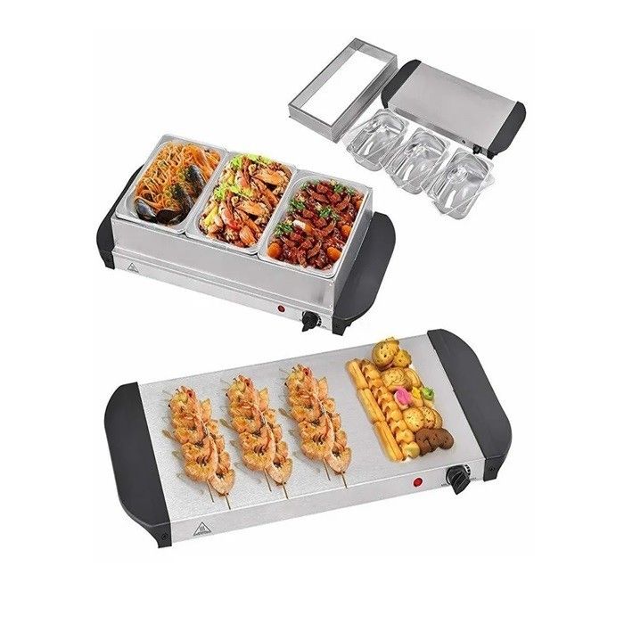 Stainless Steel 3 Tray Buffet Food Warmer /Pemanas Makanan Electrik/自助餐保温器_3