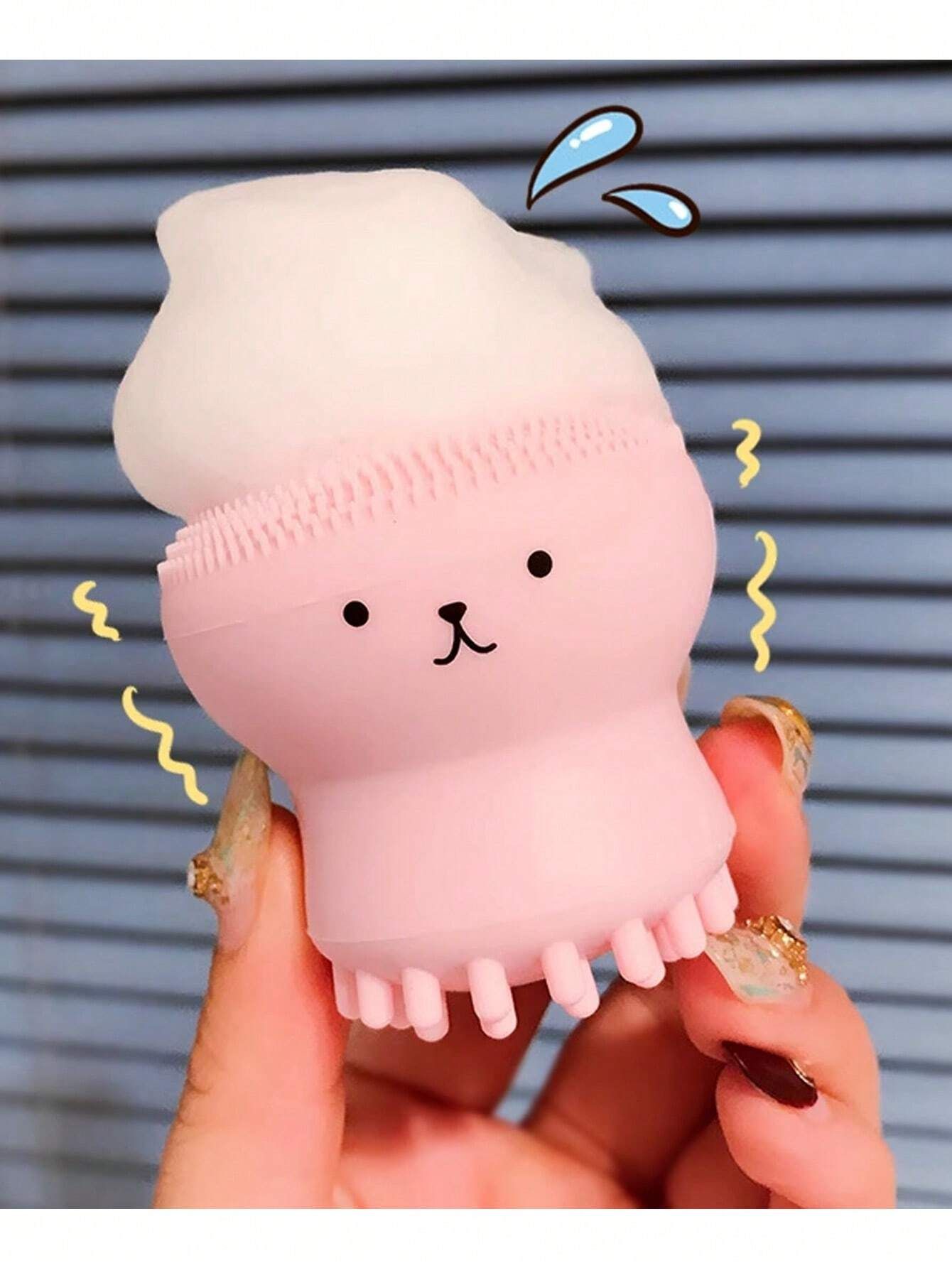 Mini Octopus Silicone Cleansing Brush - Pink_0