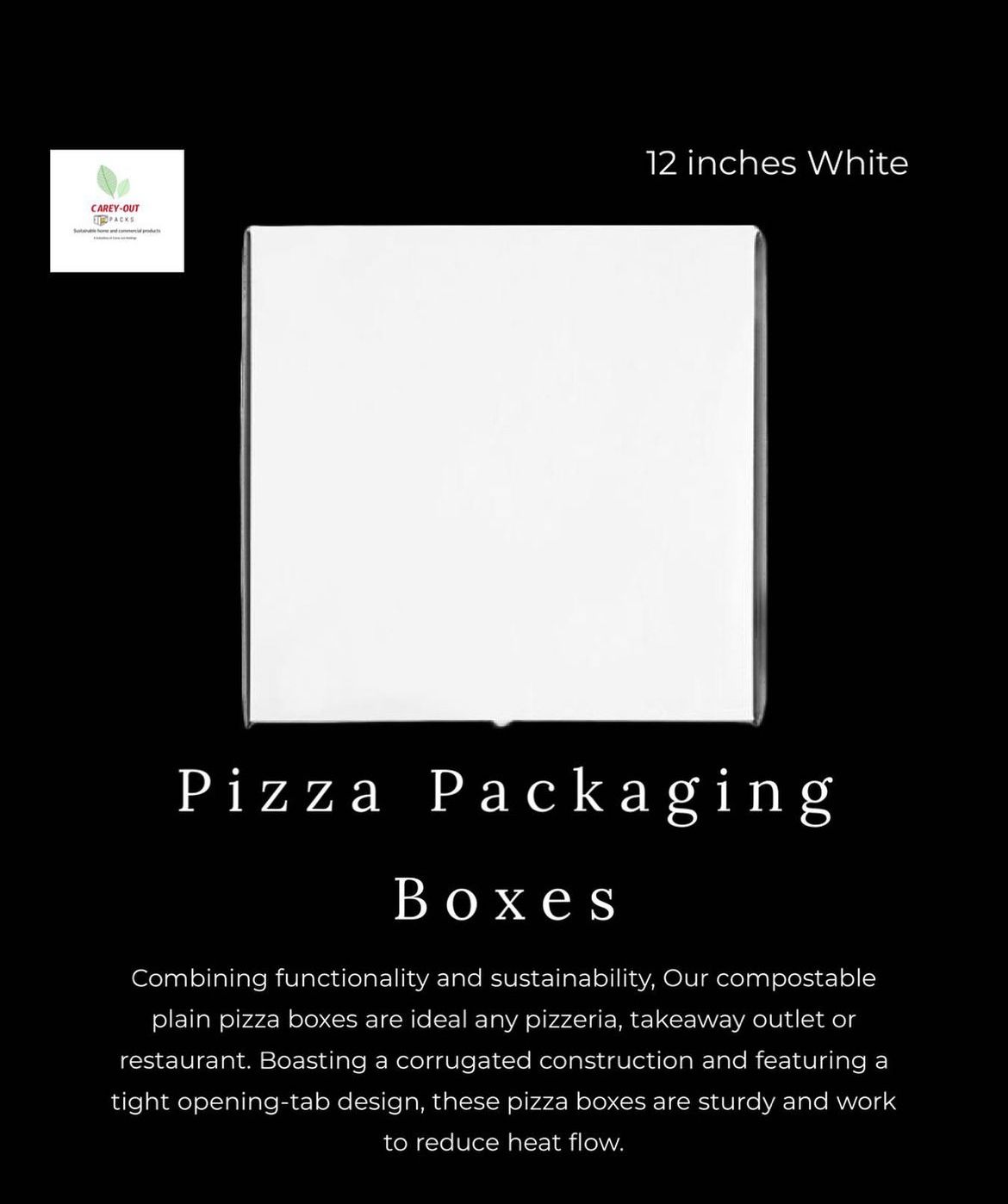 12” WHITE PIZZA BOXES : PACK OF 50 PIECES_0