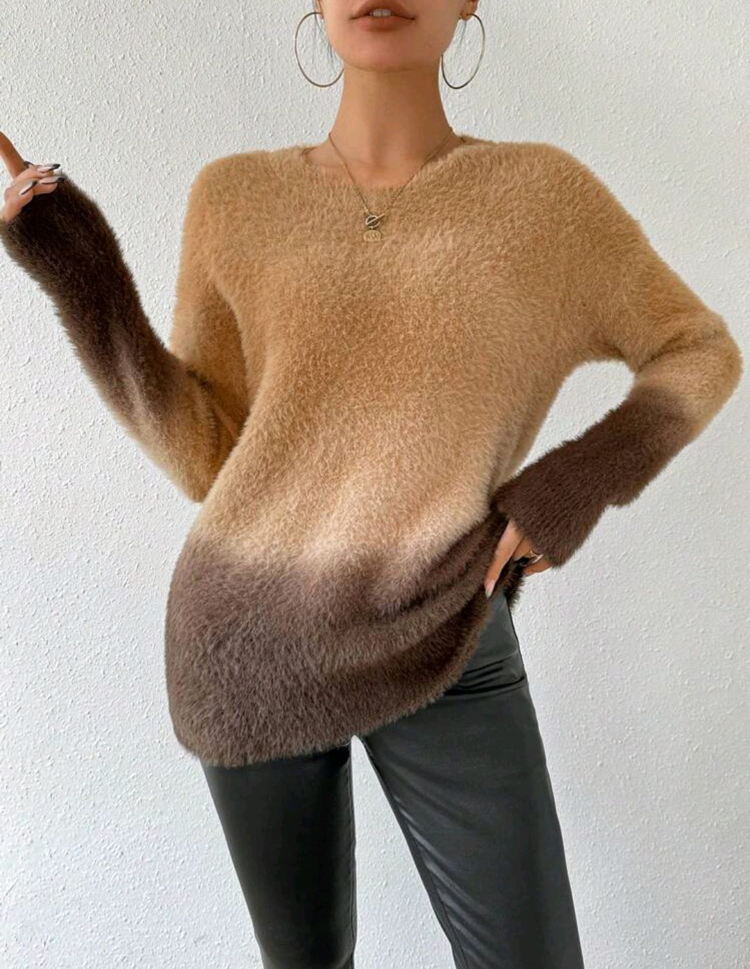 Ombre Fluffy knit sweater_1